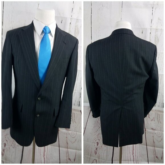 Austin Reed Regent Street Dillard's 40R Dark Gray Striped 2pc Suit 32x31 Pleated - Picture 5 of 15